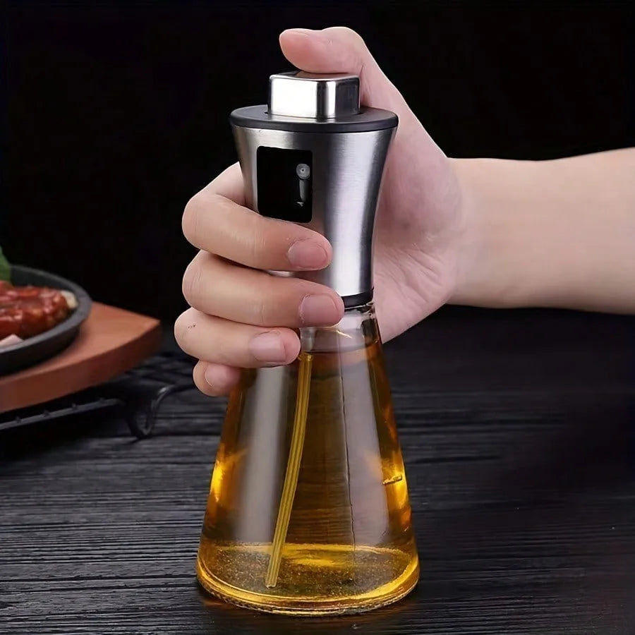 Stainless Steel Oil Sprayer — 200ml Glass Bottle