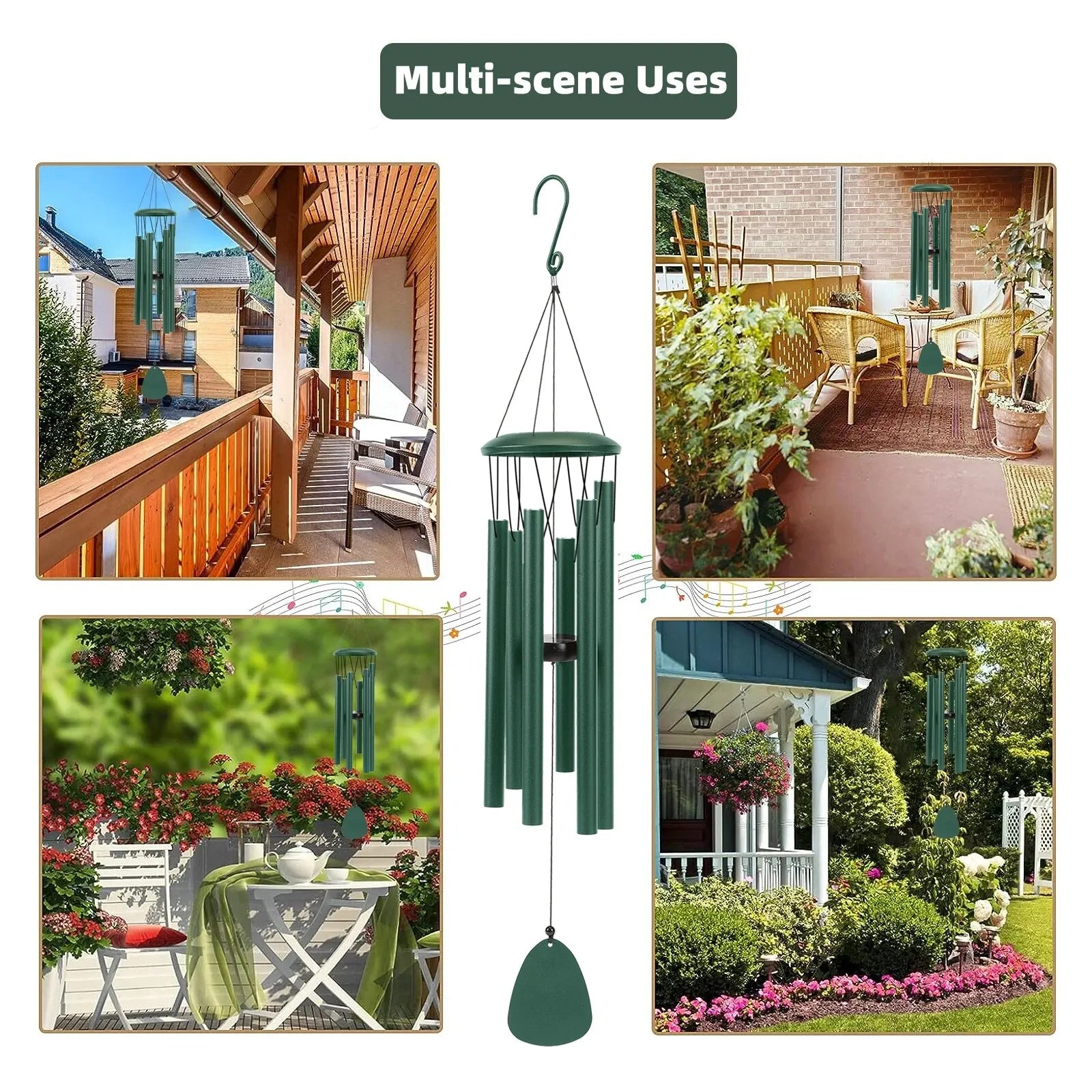 Wind Chimes 26" — Deep Tone Metal Chimes for Patio, Garden & Memorial Gifts