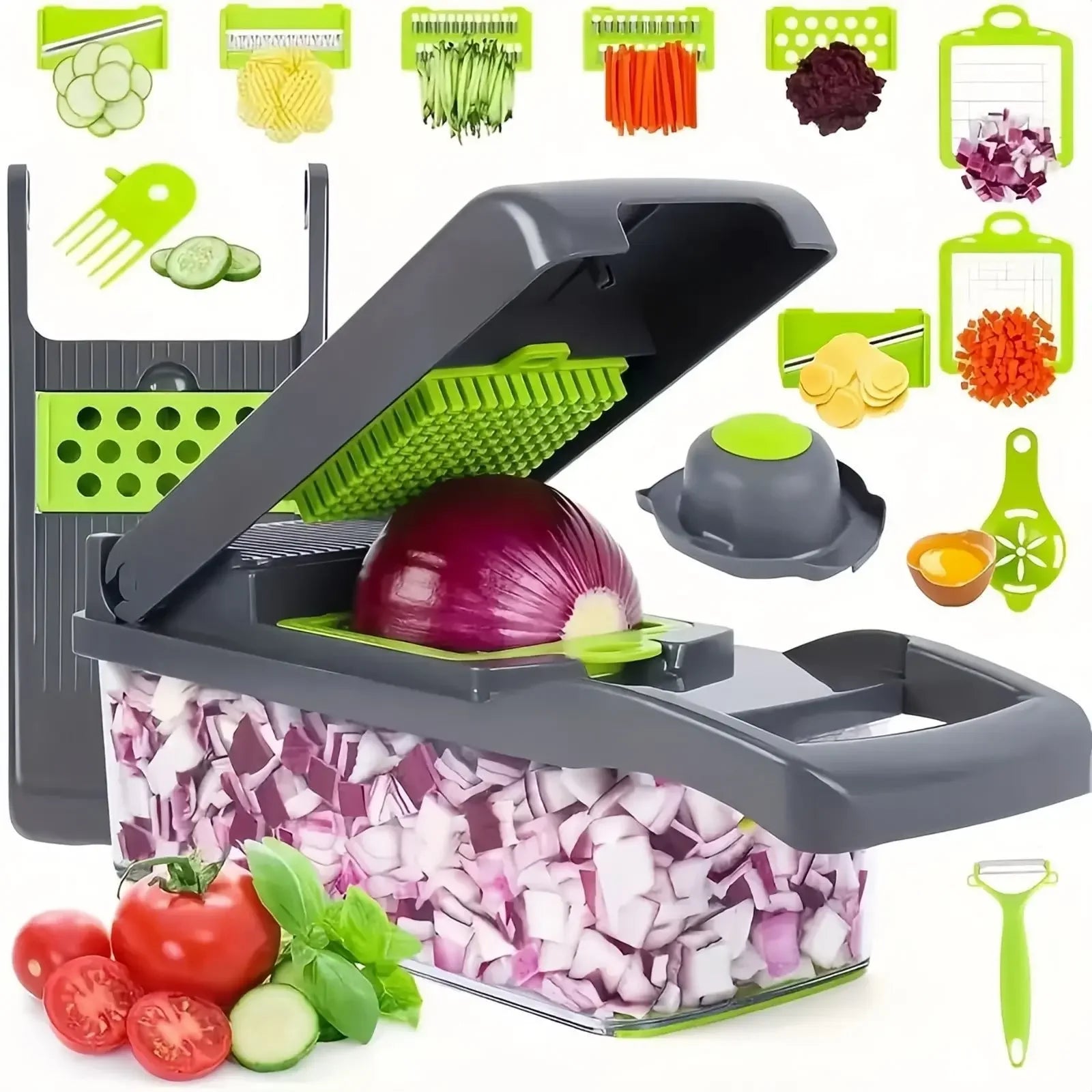 14-in-1 Vegetable Chopper — Slicer, Dicer & Cutter for Quick Meal Prep
