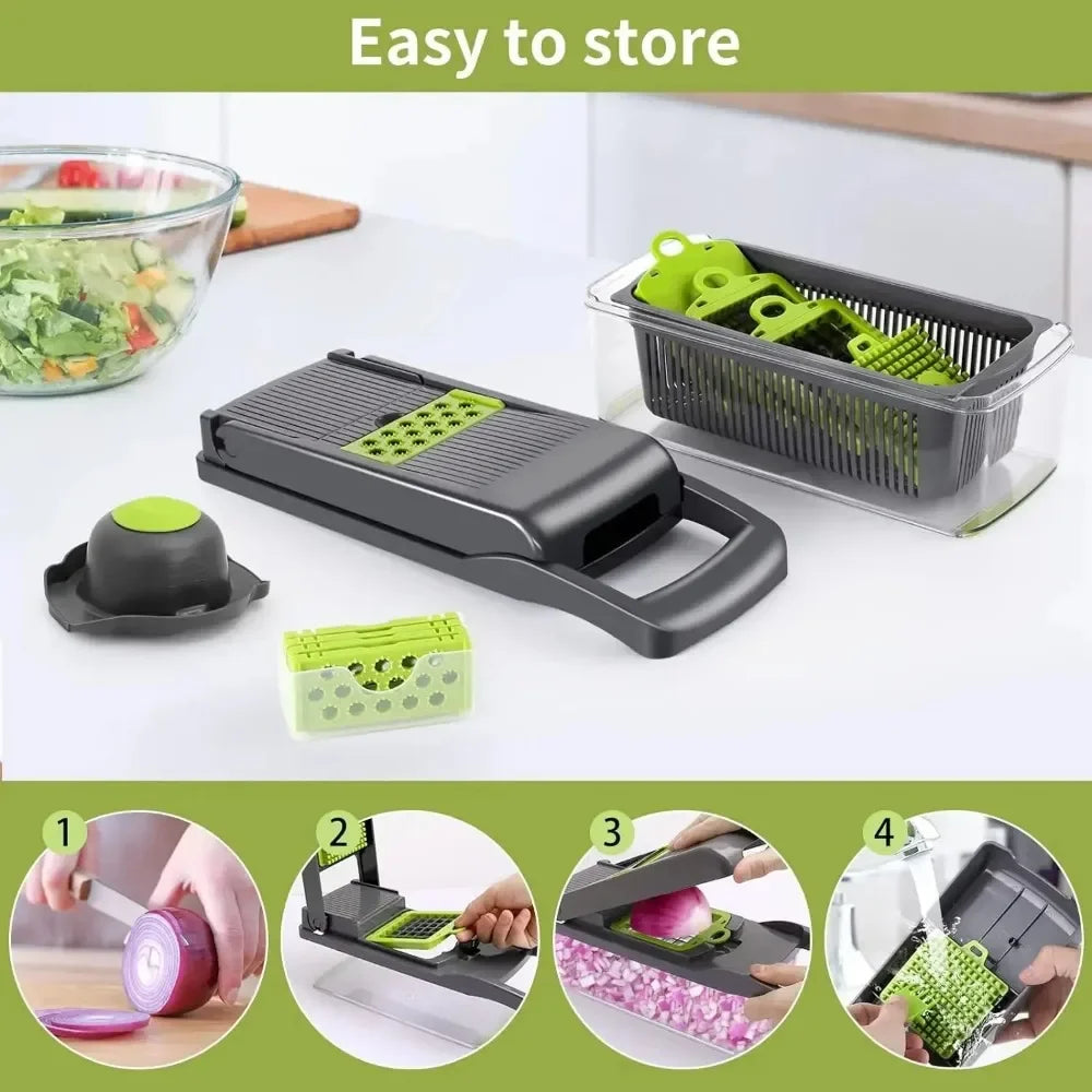 14-in-1 Vegetable Chopper — Slicer, Dicer & Cutter for Quick Meal Prep