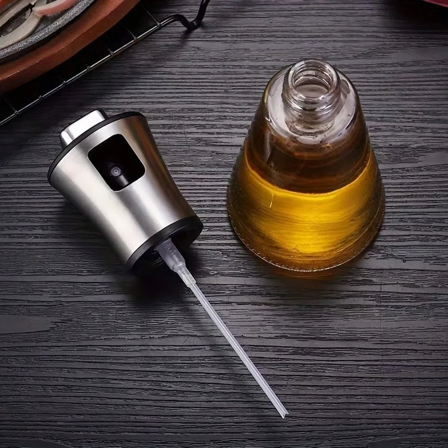 Stainless Steel Oil Sprayer — 200ml Glass Bottle