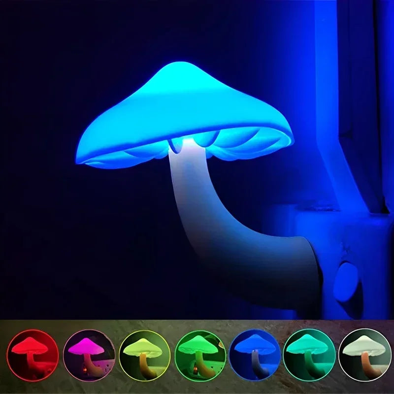 Mushroom LED Night Light — Auto Sensor Plug-In Lamp for Kids Bedroom