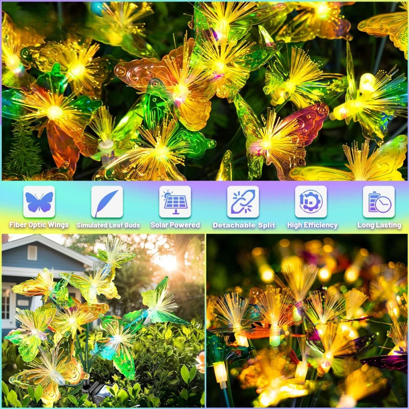 Solar Butterfly Lights — 6 LED Garden String Lights for Outdoor Decoration