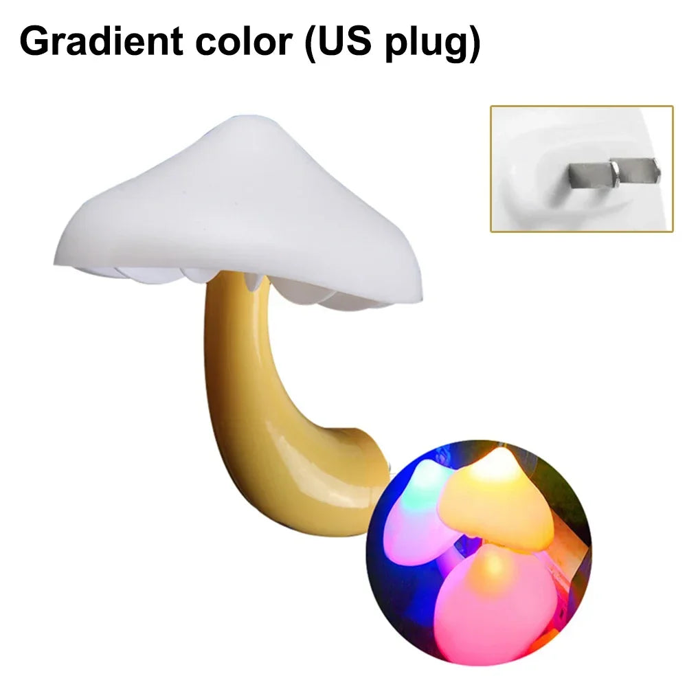 Mushroom LED Night Light — Auto Sensor Plug-In Lamp for Kids Bedroom